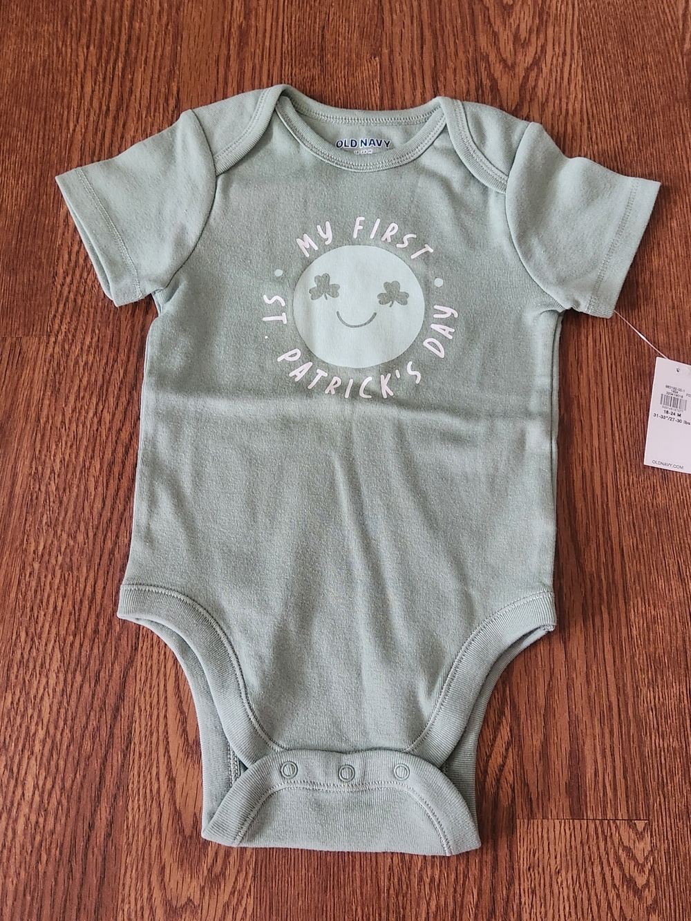 Old Navy Sage Green St. Patrick's Day Baby One-Piece